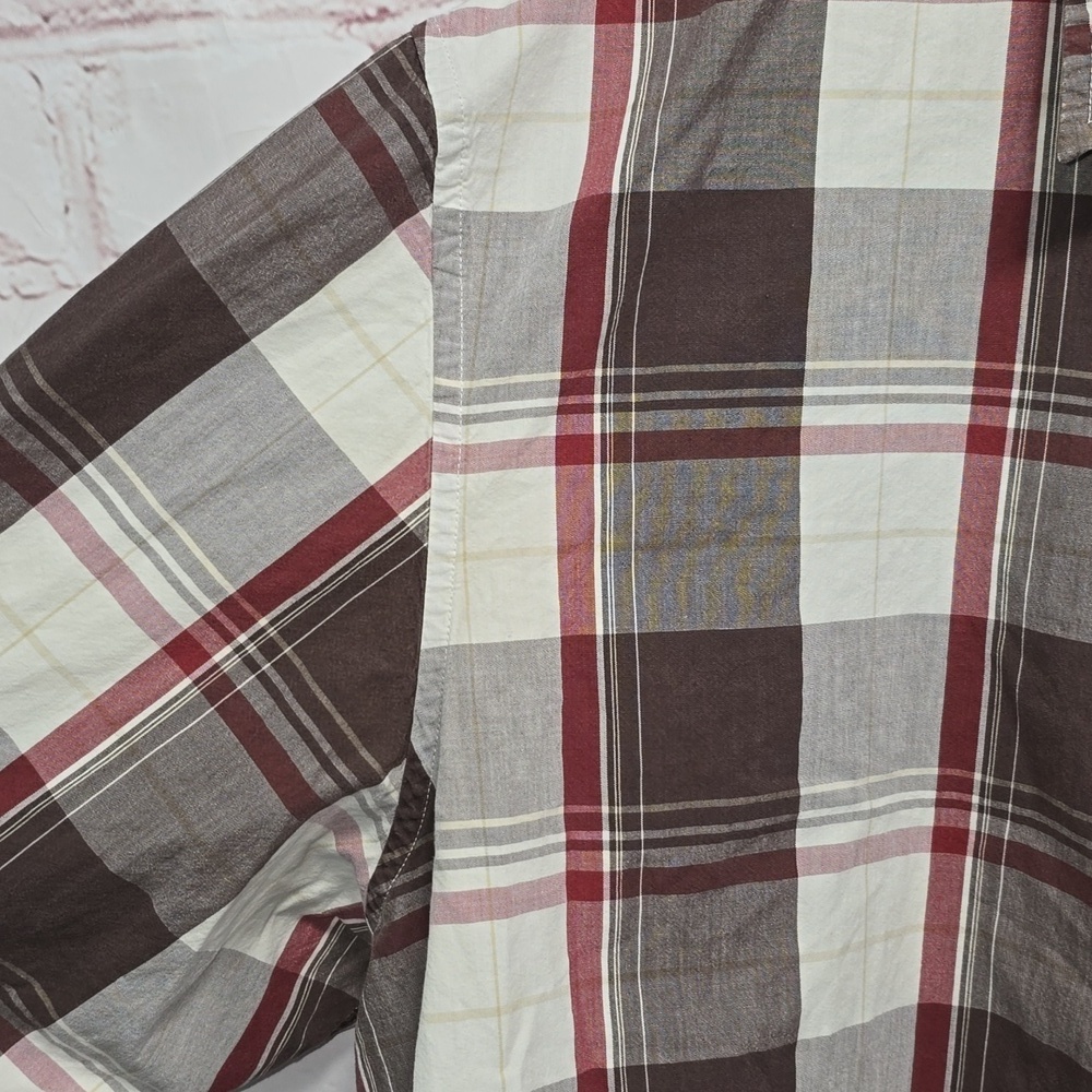 Timberland Plaid Brown Red And White Mens Size XL - Picture 3 of 10